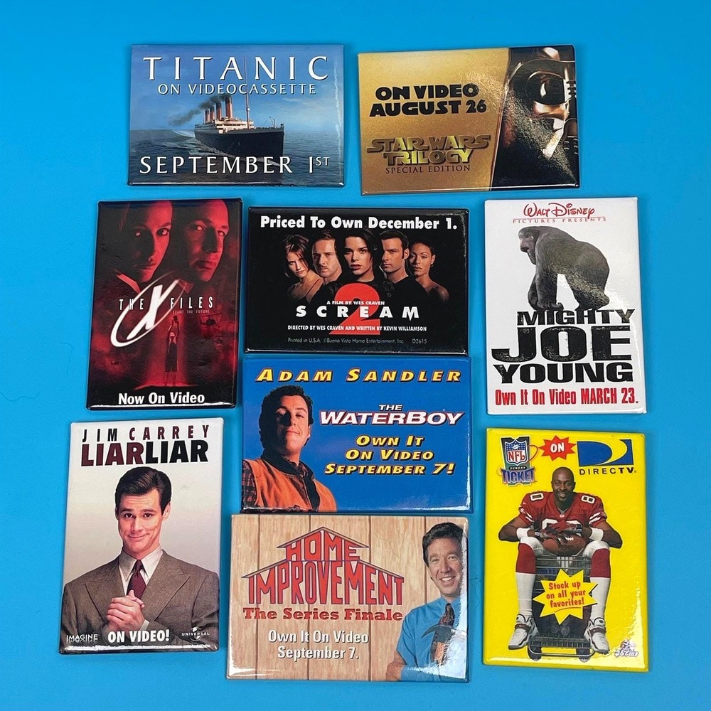 Vintage 90s Movie Promo VHS Release Pin Lot Titanic Star Wars Scream X Files
